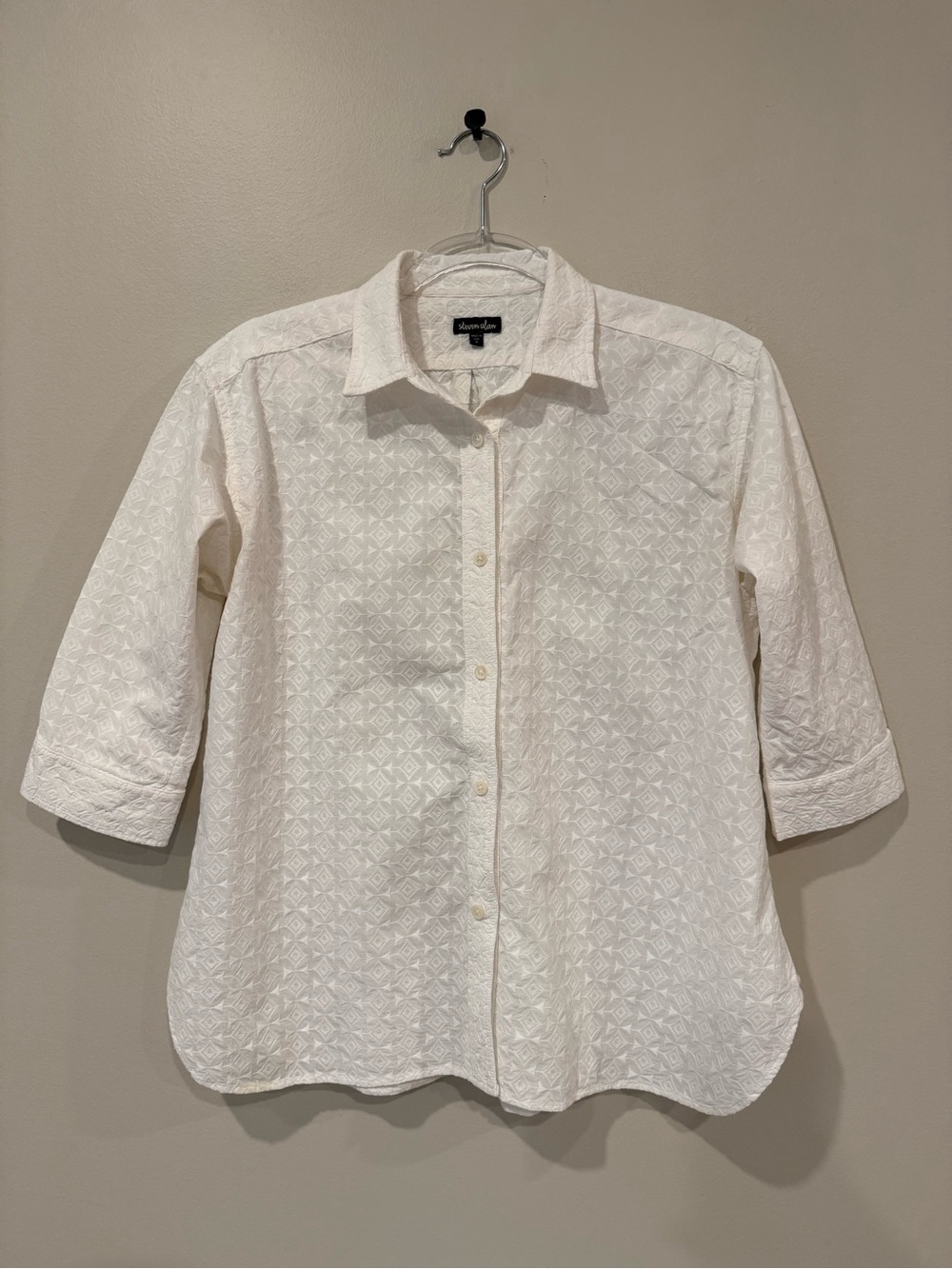 Steven Alan Geometric Eyelet Button-Down Shirt Cotton